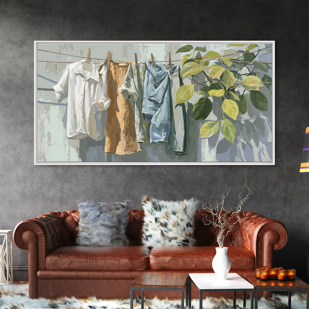 White Shirt on Hanger Canvas Print, Laundry Room Art, Contemporary Art, Living Room Decor, Fine Art, Clean, Farmhouse Decor, LRA-2x1-41