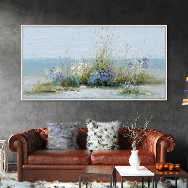 Fresh Air Meadow Landscape for Clean Mood Framed Canvas Print, Laundry Room Art, Oil Painting, Living Room Decor, Clean, LRA-2x1-43