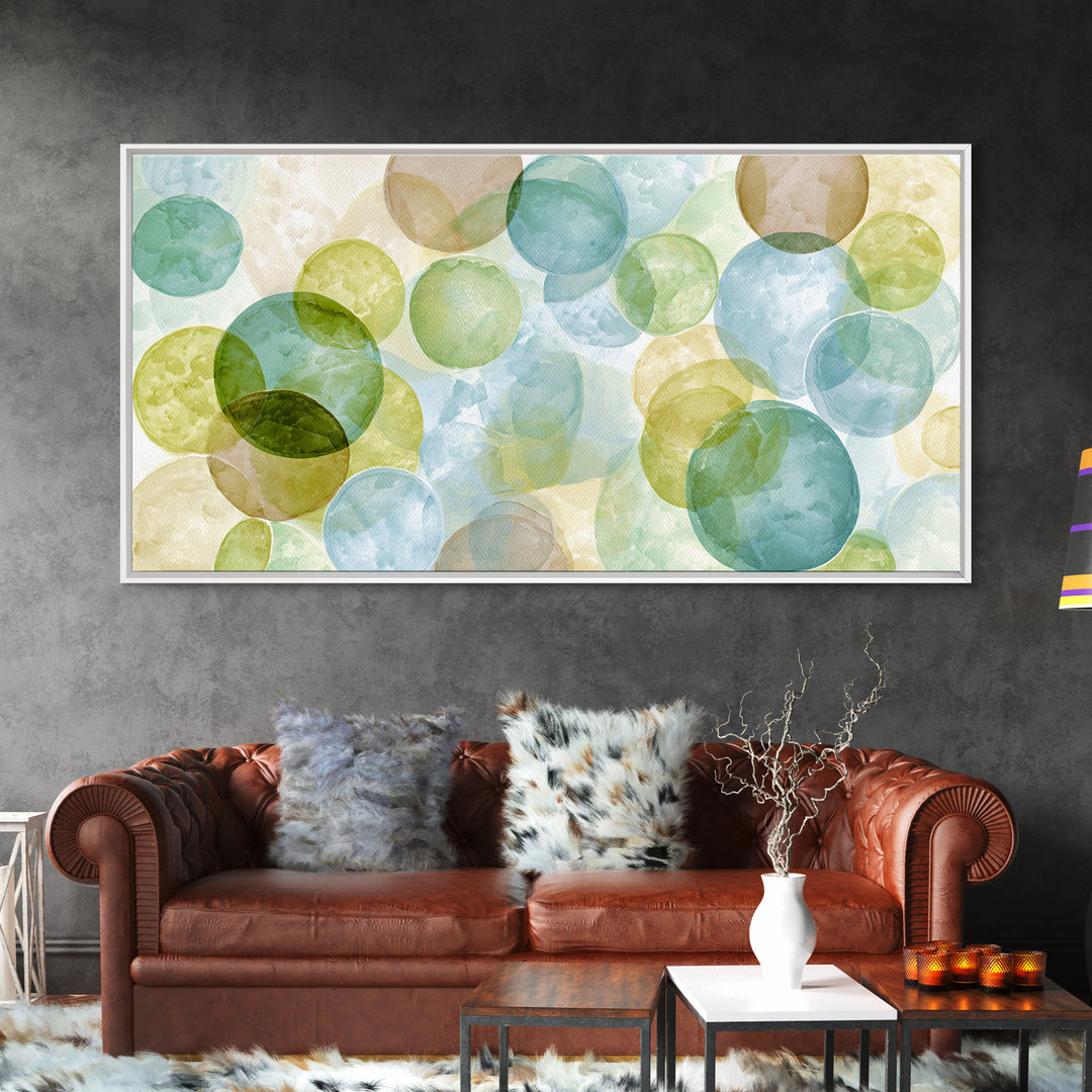 Soap Bubbles Rendered as Playful Abstract Circles Canvas Print, Laundry Room Art, Minimalist Decor, Living Room Decor, Clean, LRA-2x1-50