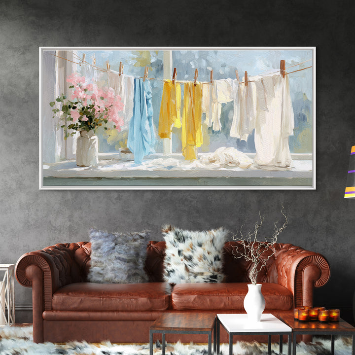 Fresh Air Meadow Landscape for Clean Mood Framed Canvas Print, Laundry Room Art, Apartment Wall Art, Living Room Decor, Clean, LRA-2x1-67