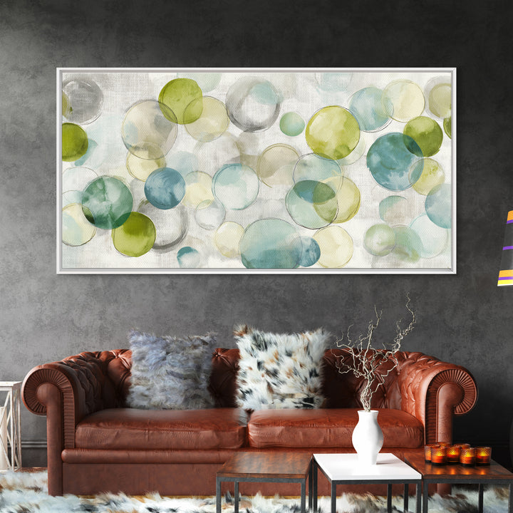 Soap Bubbles Rendered as Playful Abstract Circles Canvas Print, Laundry Room Art, Printable Wall Art, Living Room Decor, Clean, LRA-2x1-98