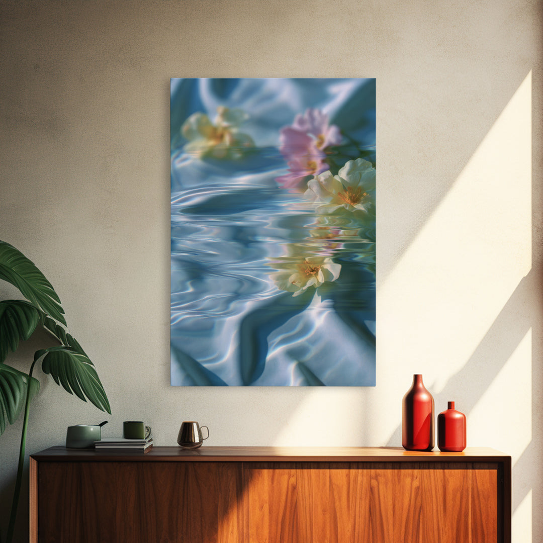 Clean Blue Water Ripple Abstraction Framed Canvas Print, Laundry Room Art, Boho Decor, Living Room Decor, Fine Art, Clean, LRA-2x3-2
