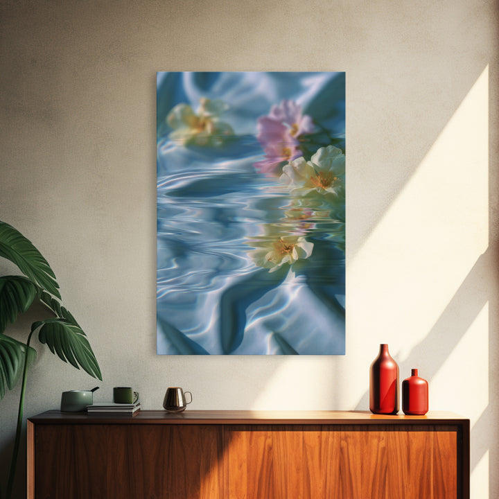 Clean Blue Water Ripple Abstraction Framed Canvas Print, Laundry Room Art, Boho Decor, Living Room Decor, Fine Art, Clean, LRA-2x3-2