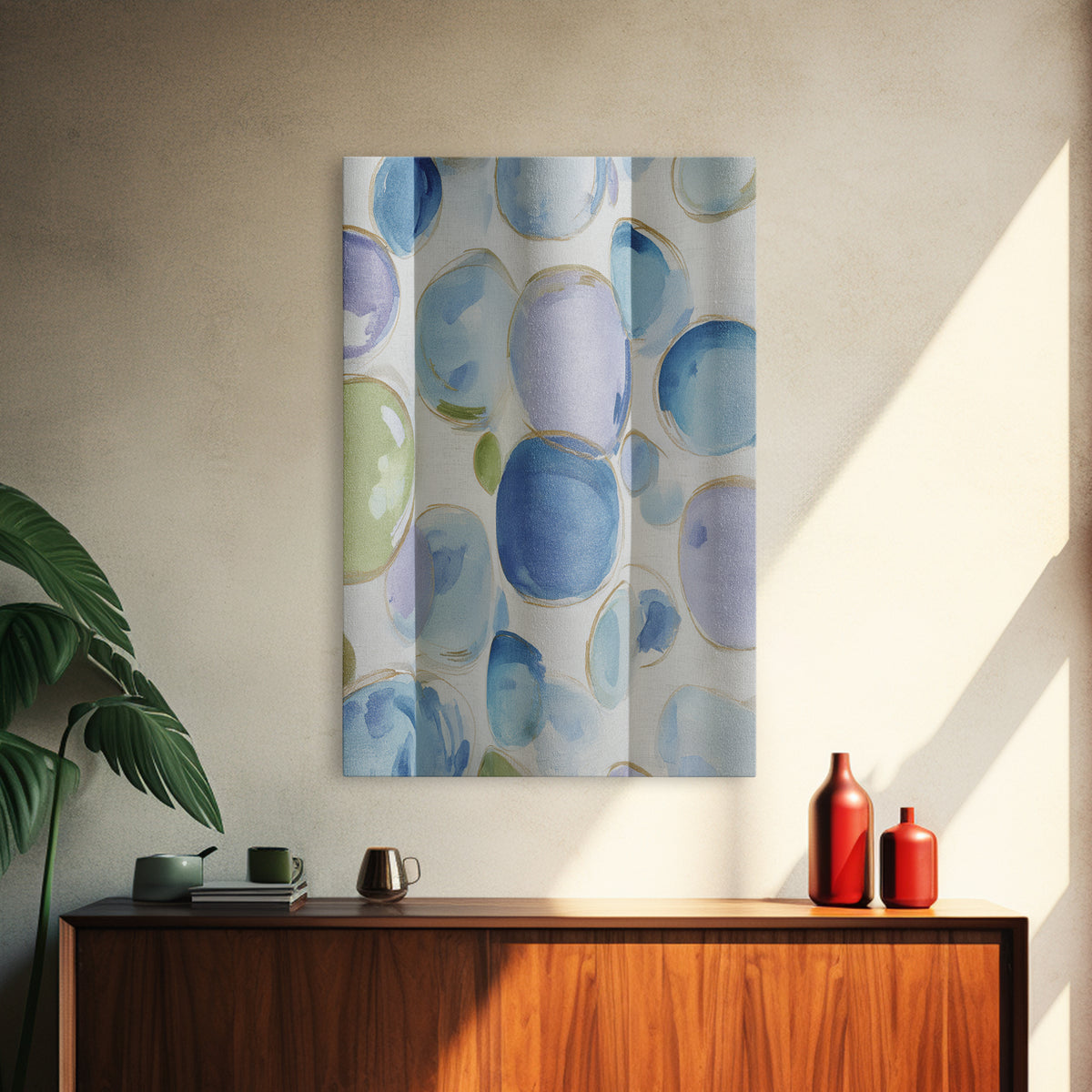 Soap Bubbles Rendered as Playful Abstract Circles Canvas Print, Laundry Room Art, Home Decor, Living Room Decor, Clean, LRA-2x3-38