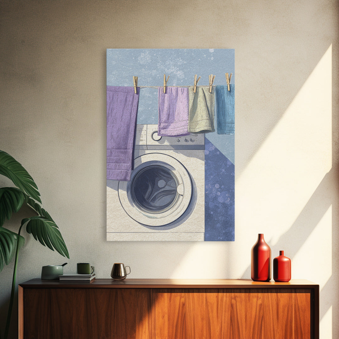 Washing Machine Icon Graphic Without Text Canvas Print, Laundry Room Art, Wall Decor, Living Room Decor, Oil Painting, Clean, LRA-2x3-66