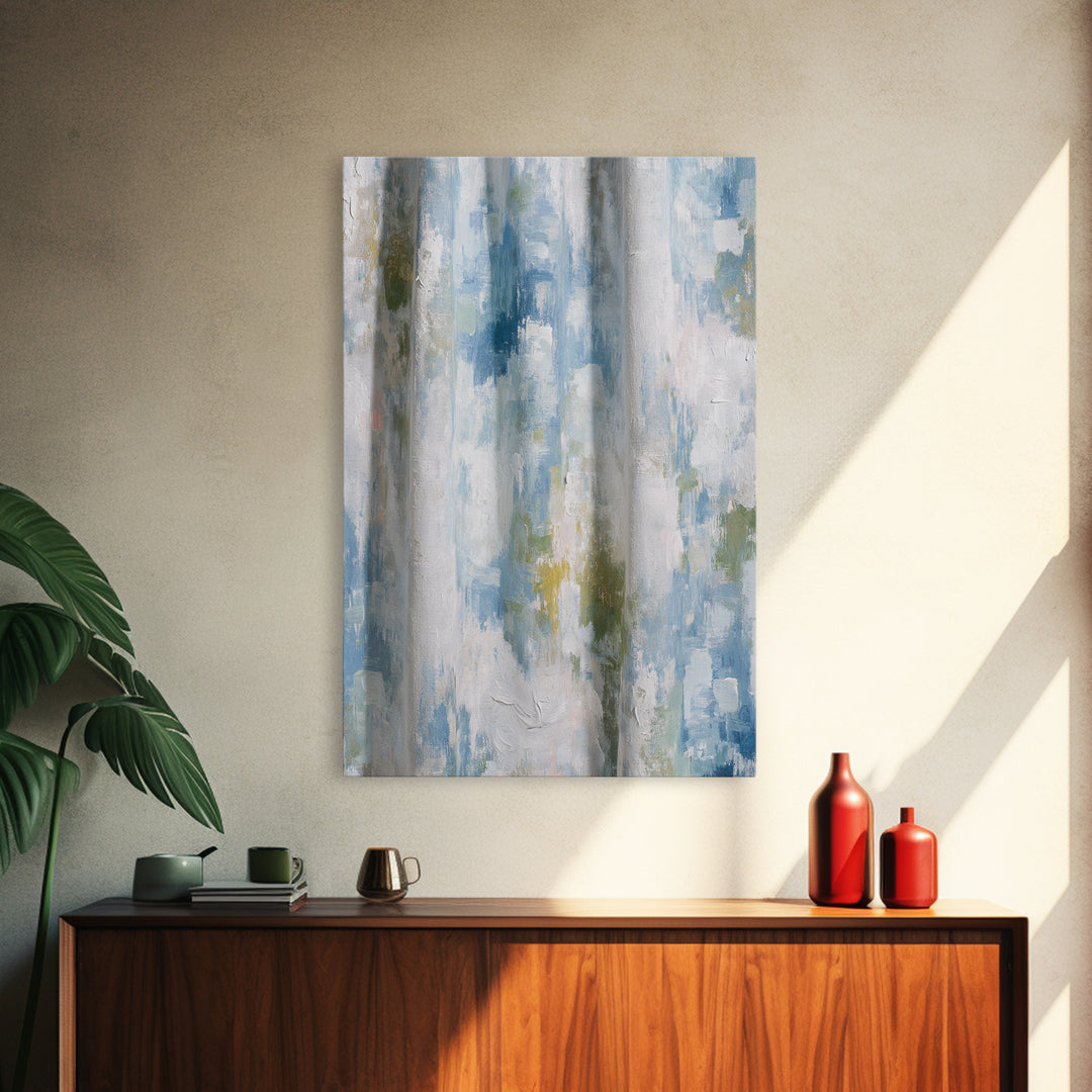 Linen Texture Abstract Framed Canvas Print, Laundry Room Art, Digital Print, Living Room Decor, Clean, Custom Wall Art, LRA-2x3-68