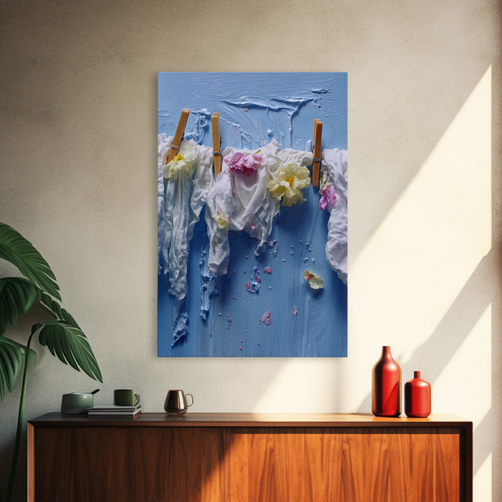 Clean Blue Water Ripple Abstraction Framed Canvas Print, Laundry Room Art, Digital Art, Living Room Decor, Abstract Art, Clean, LRA-2x3-74