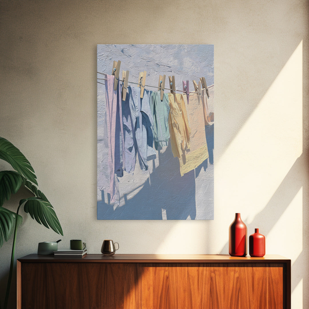 Linen Texture Abstract Framed Canvas Print, Laundry Room Art, Gallery Decor, Living Room Decor, Fine Art, Clean, LRA-2x3-92