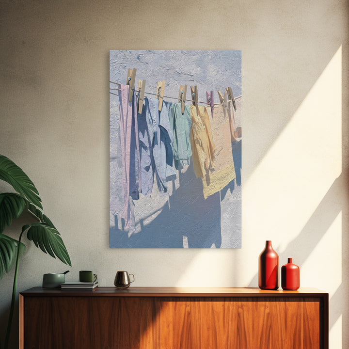 Linen Texture Abstract Framed Canvas Print, Laundry Room Art, Gallery Decor, Living Room Decor, Fine Art, Clean, LRA-2x3-92