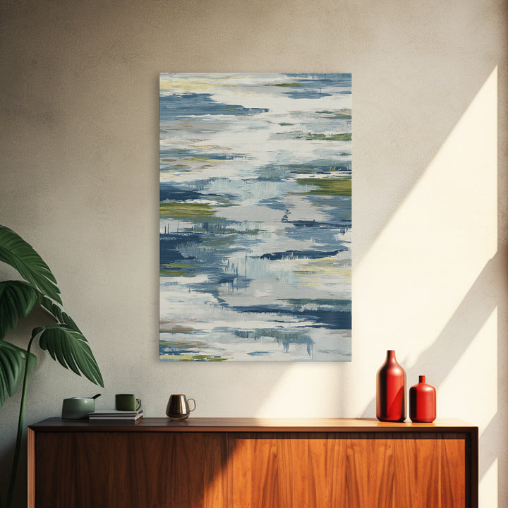 Clean Blue Water Ripple Abstraction Framed Canvas Print, Laundry Room Art, Digital Art, Living Room Decor, Abstract Art, Clean, LRA-2x3-98