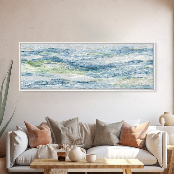Clean Blue Water Ripple Abstraction Framed Canvas Print, Laundry Room Art, Wall Decor, Living Room Decor, Abstract Art, Clean, LRA-3x1-10