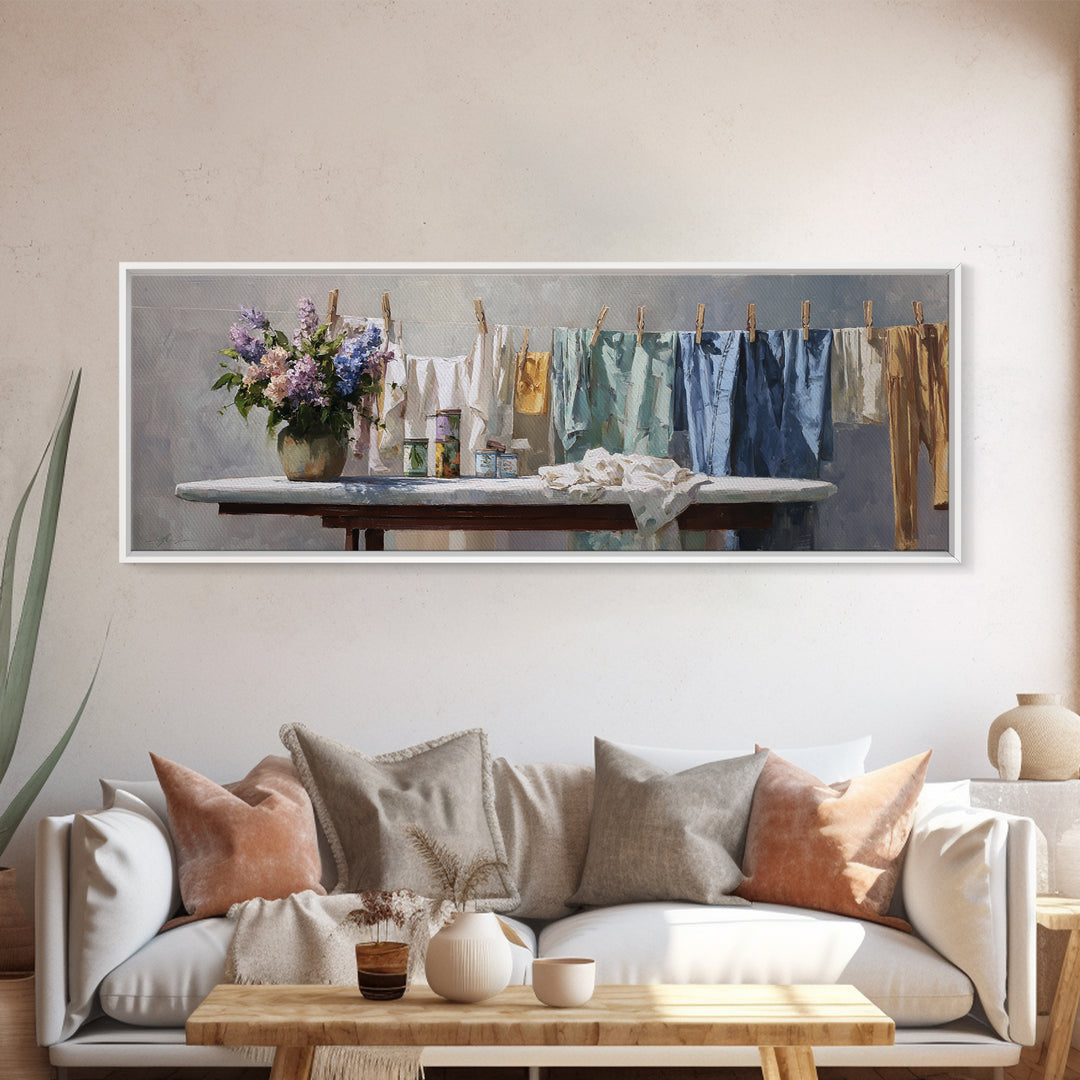 Ironing Board Still Life Canvas Print, Laundry Room Art, Minimalist Wall Art, Living Room Decor, Fine Art, Clean, Neutral Decor, LRA-3x1-16