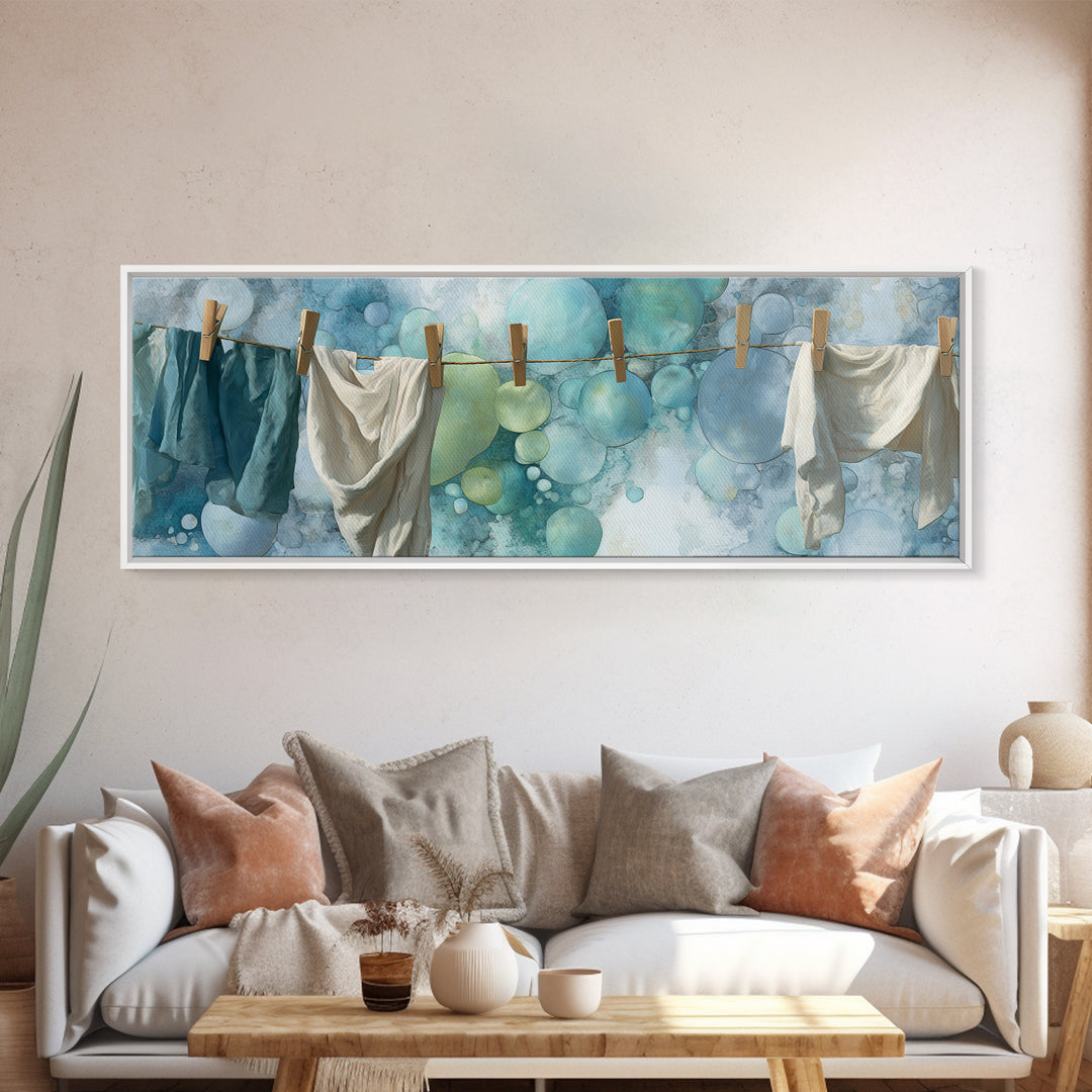Abstract Suds and Bubbles Canvas Print, Laundry Room Art, Digital Print, Living Room Decor, Fine Art, Clean, Custom Wall Art, LRA-3x1-38
