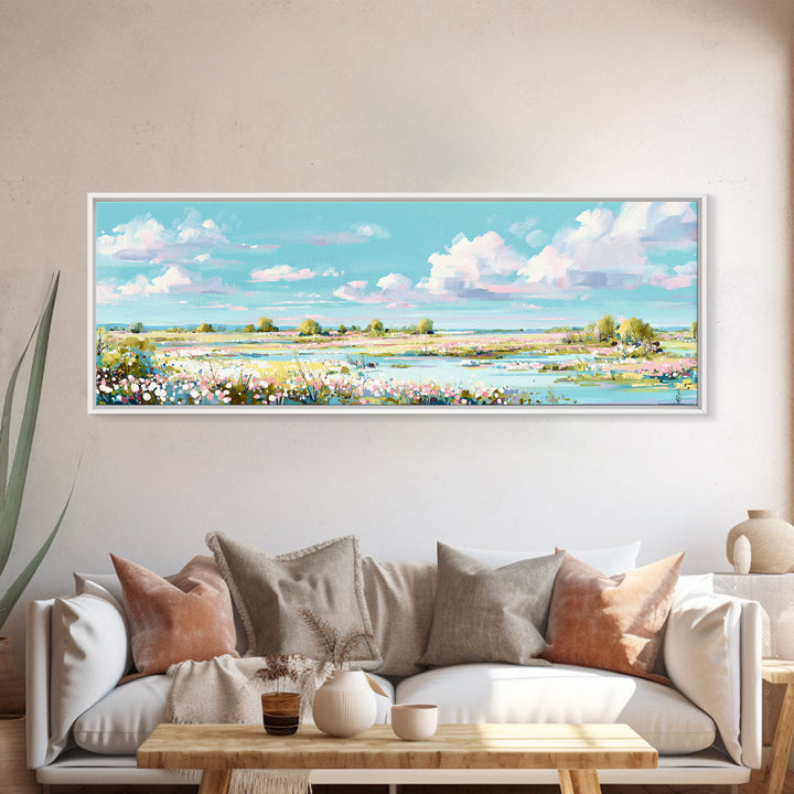 Fresh Air Meadow Landscape for Clean Mood Canvas Print, Laundry Room Art, Fine Art Print, Living Room Decor, Oil Painting, LRA-3x1-39