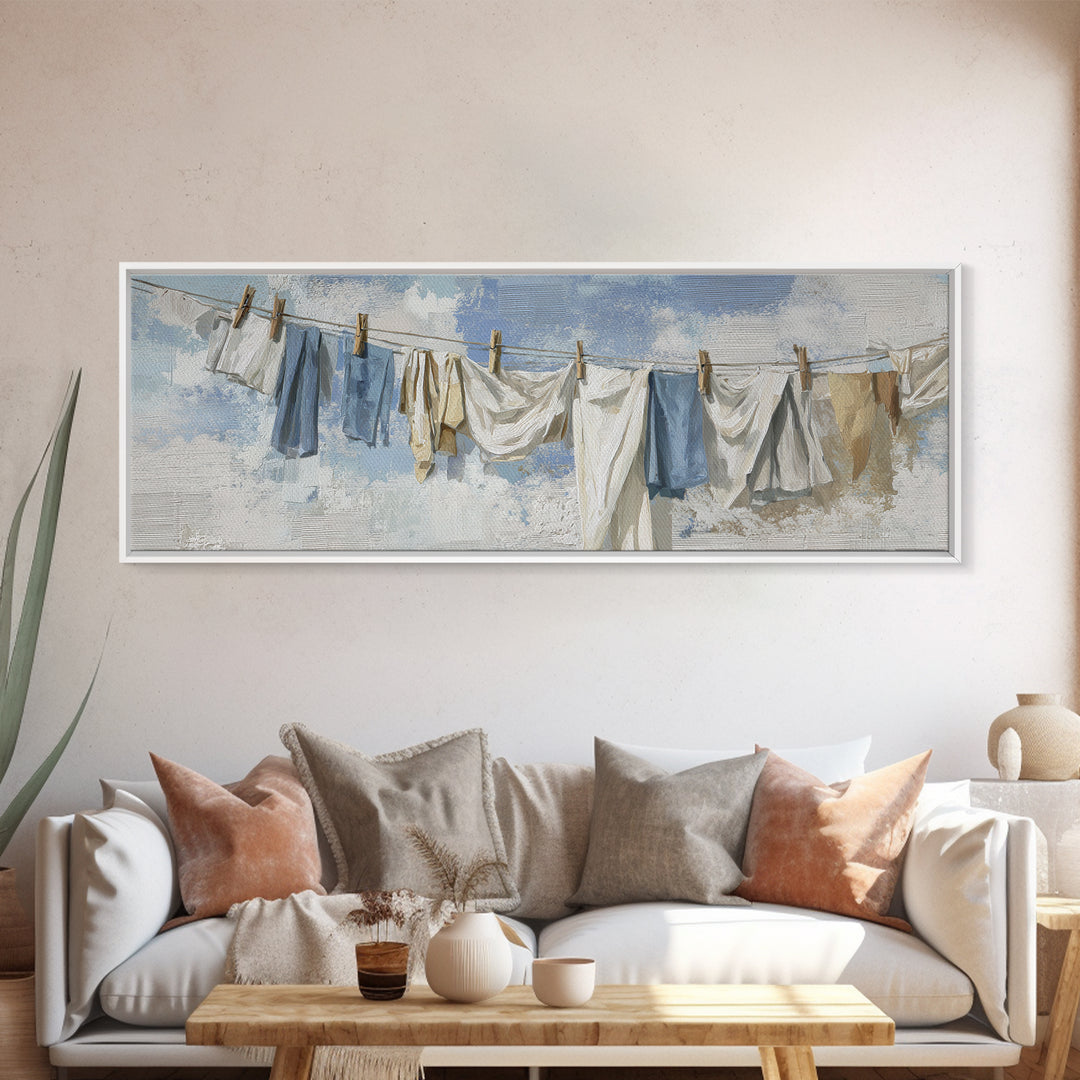 Linen Texture Abstract Canvas Print, Laundry Room Art, Whimsical Art, Living Room Decor, Abstract Art, Clean, Statement Artwork, LRA-3x1-4