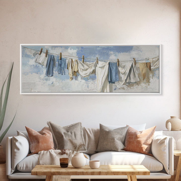 Linen Texture Abstract Canvas Print, Laundry Room Art, Whimsical Art, Living Room Decor, Abstract Art, Clean, Statement Artwork, LRA-3x1-4