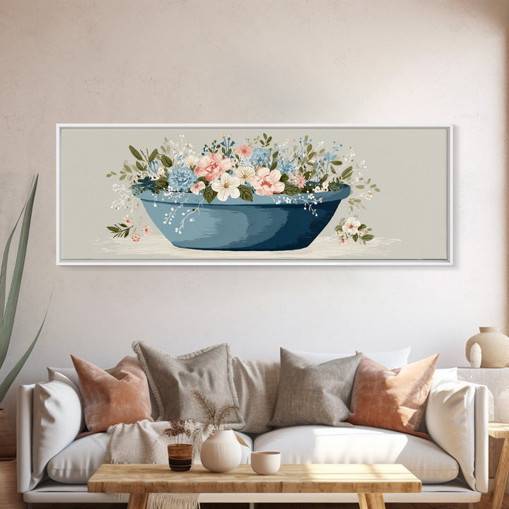 Blue Laundry Basket Canvas Print, Laundry Room Art, Laundry Room Decor, Living Room Decor, Fine Art, Clean, Gallery Decor, LRA-3x1-45