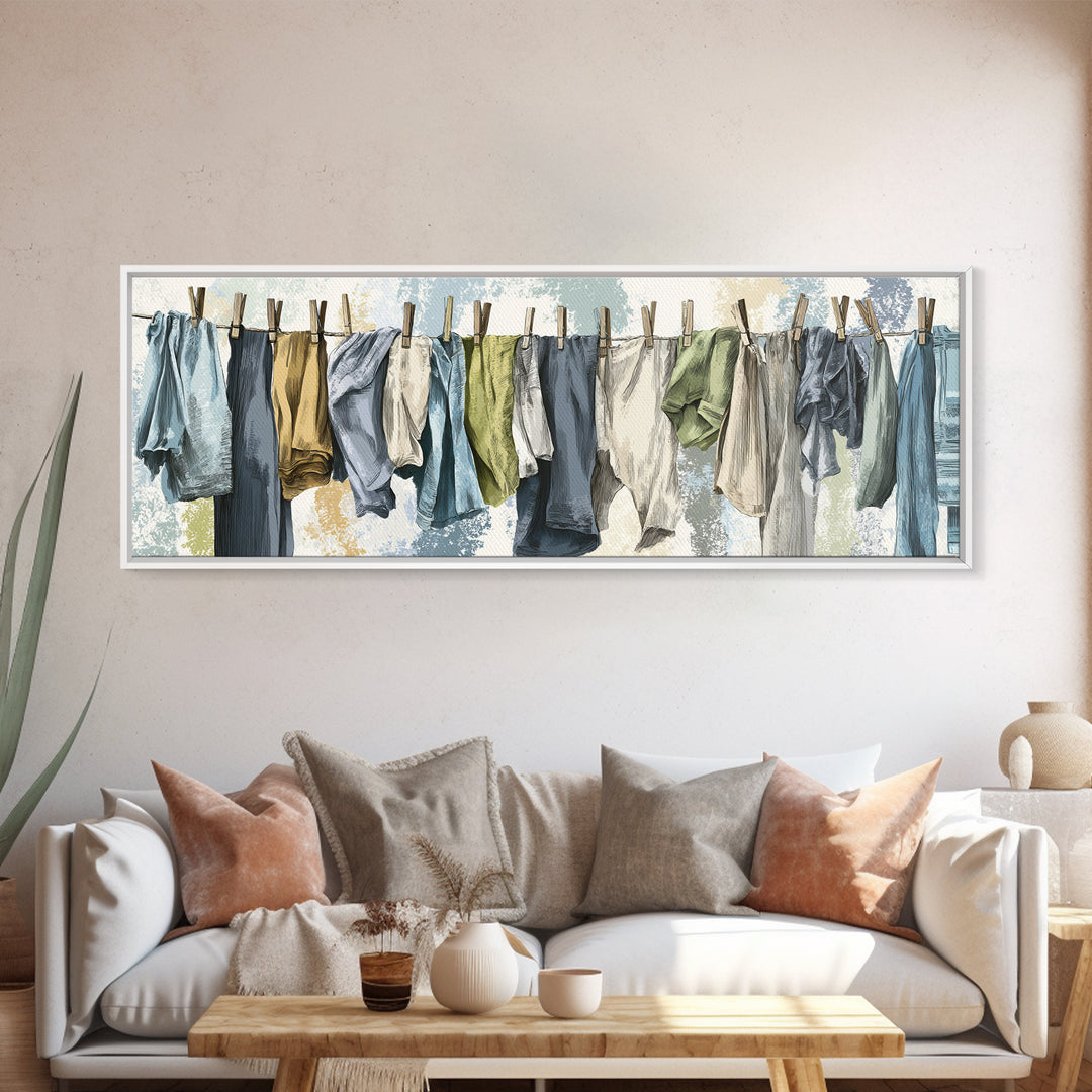 Fresh Air Meadow Landscape for Clean Mood Framed Canvas Print, Laundry Room Art, Room Decor, Living Room Decor, Fine Art, Clean, LRA-3x1-63