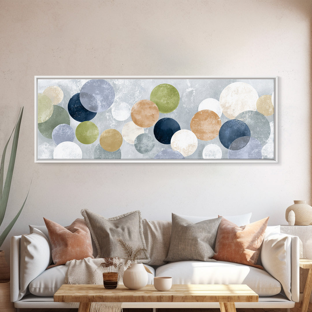 Soap Bubbles Rendered as Playful Abstract Circles Canvas Print, Laundry Room Art, Living Room Decor, Abstract Art, Clean, LRA-3x1-70