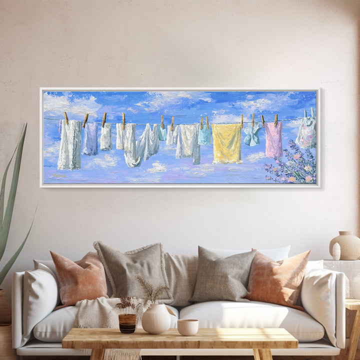 Washing Machine Icon Graphic Without Text Framed Canvas Print, Laundry Room Art, Retro Wall Art, Living Room Decor, LRA-3x1-74