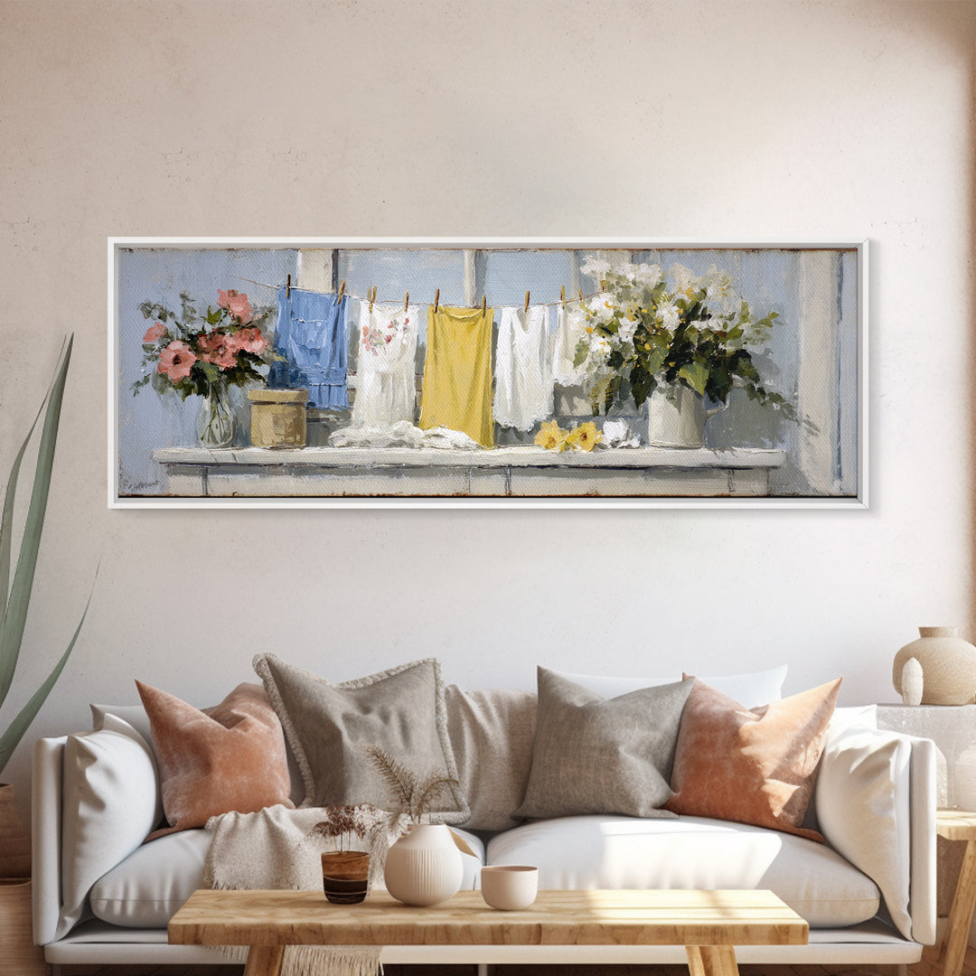 Farmhouse Laundry Sign Ornament Without Words Canvas Print, Laundry Room Art, Digital Wall Art, Living Room Decor, Clean, LRA-3x1-83