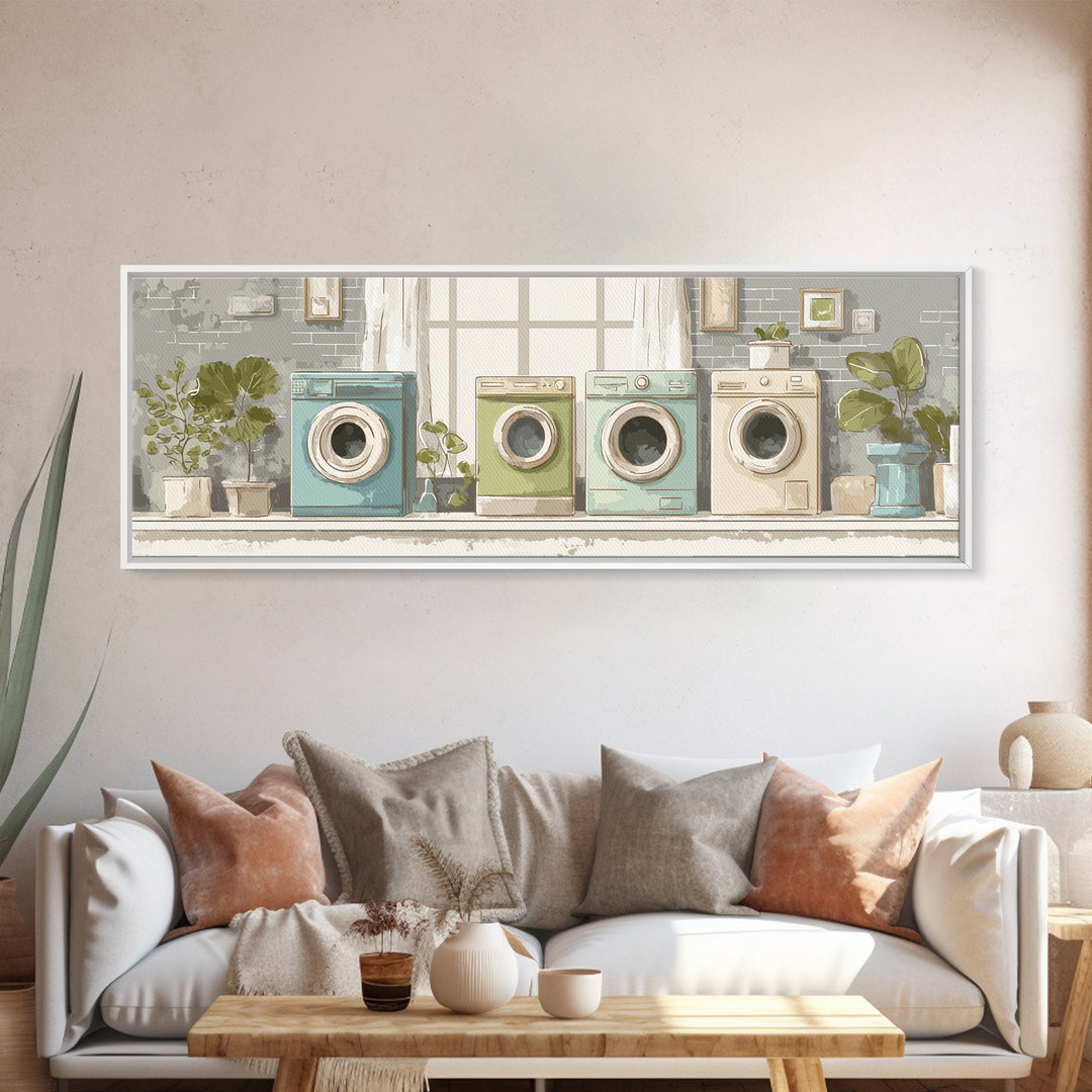 Washing Machine Icon Graphic Without Text Canvas Print, Laundry Room Art, Whimsical Art, Living Room Decor, Fine Art, Clean, LRA-3x1-98