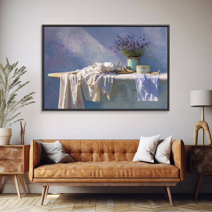 Ironing Board Still Life Framed Canvas Print, Laundry Room Art, Fine Art Print, Living Room Decor, Watercolor Art, Clean, LRA-3x2-100