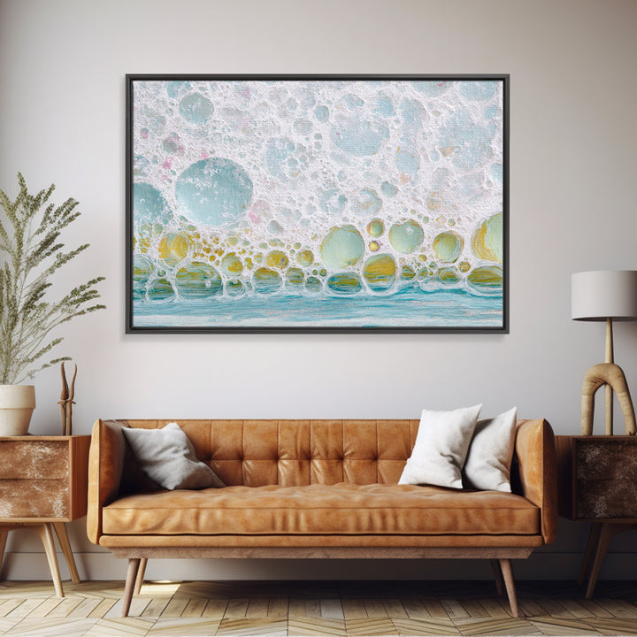 Abstract Suds and Bubbles Framed Canvas Print, Laundry Room Art, Printable Wall Art, Living Room Decor, Abstract Art, Clean, LRA-3x2-2