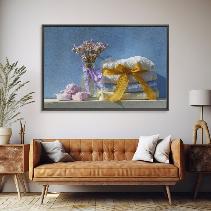 Lavender Sachet and Ribbon Still Life Canvas Print, Laundry Room Art, Farmhouse Wall Decor, Living Room Decor, Fine Art, Clean, LRA-3x2-21