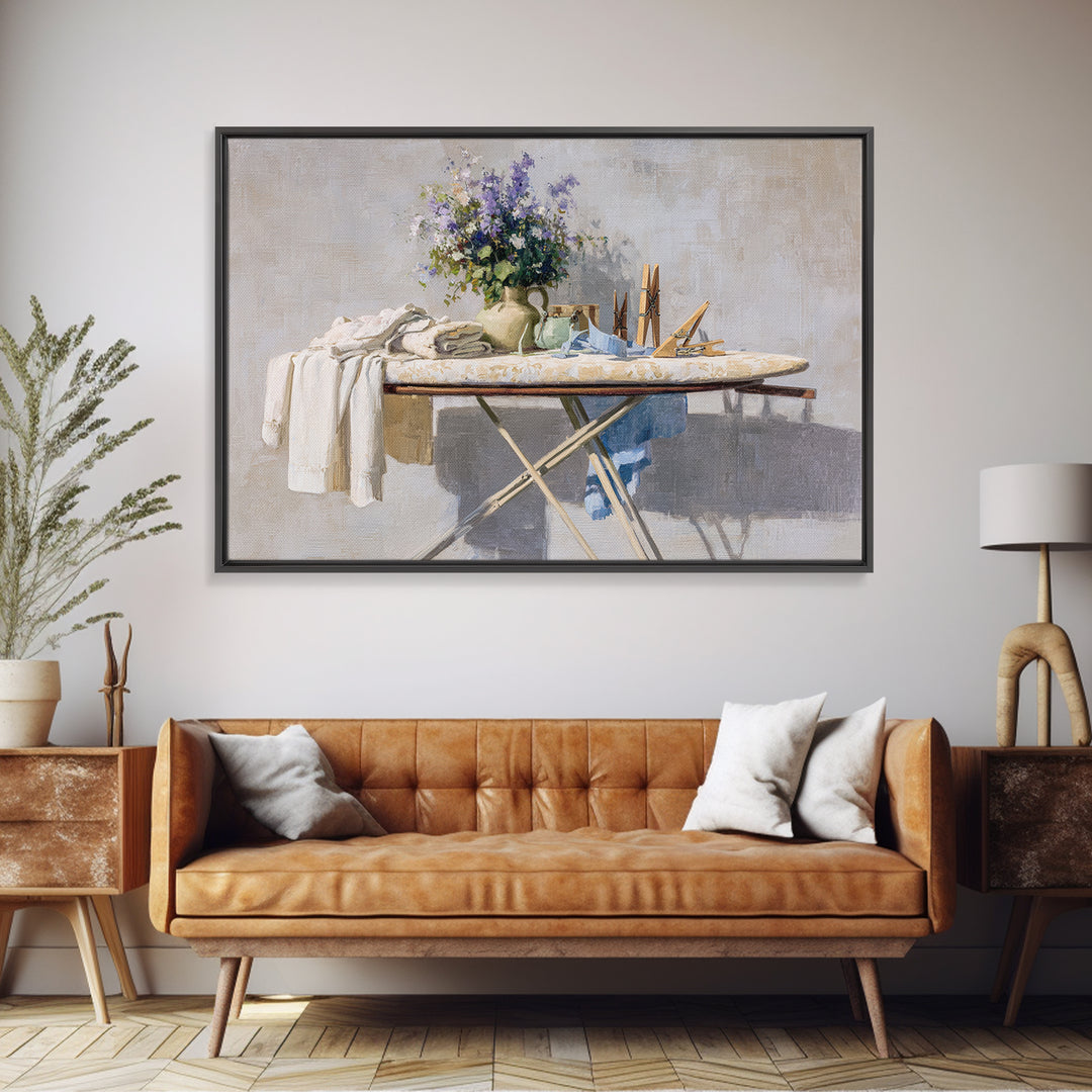 Ironing Board Still Life Canvas Print, Laundry Room Art, Oil Painting, Living Room Decor, Watercolor Art, Clean, LRA-3x2-4