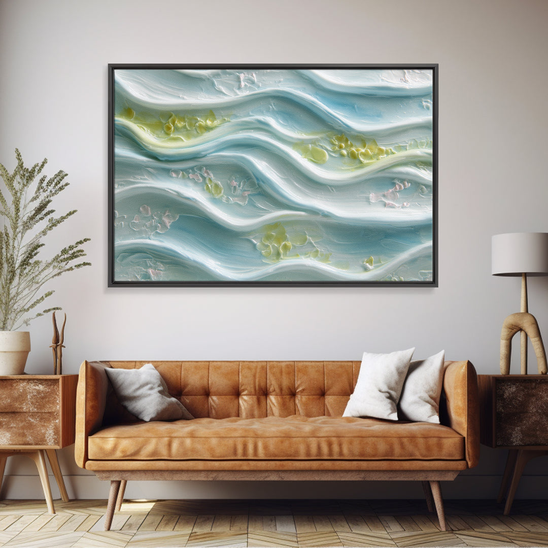 Clean Blue Water Ripple Abstraction Framed Canvas Print, Laundry Room Art, Wall Art Print, Living Room Decor, Abstract Art, LRA-3x2-46