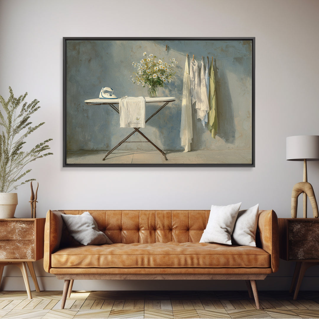 Ironing Board Still Life Canvas Print, Laundry Room Art, Apartment Wall Art, Living Room Decor, Watercolor Art, Clean, LRA-3x2-76