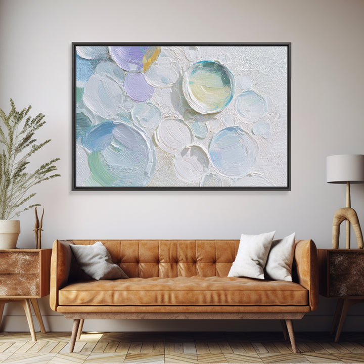 Soap Bubbles Rendered as Playful Abstract Circles Canvas Print, Laundry Room Art, Downloadable Art, Living Room Decor, Clean, LRA-3x2-82