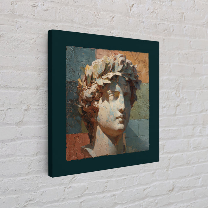 Roman Statue Bust Canvas Print, Mediterranean Art, Modern Wall Art, Living Room Decor, Oil Painting, Azure, Downloadable Art, MAR-1x1-22