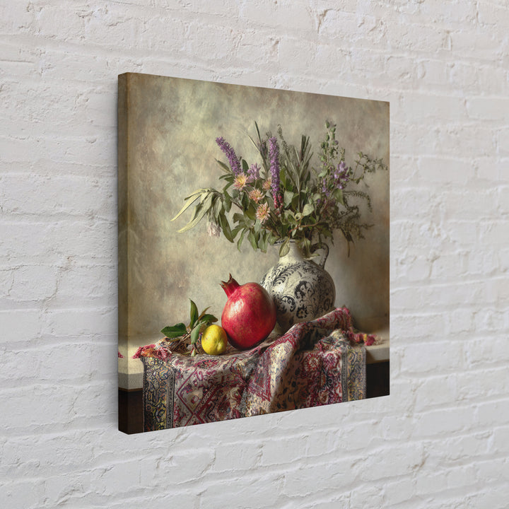 Pomegranate Still Life Framed Canvas Print, Mediterranean Art, Living Room Art, Living Room Decor, Fine Art, Azure, MAR-1x1-67