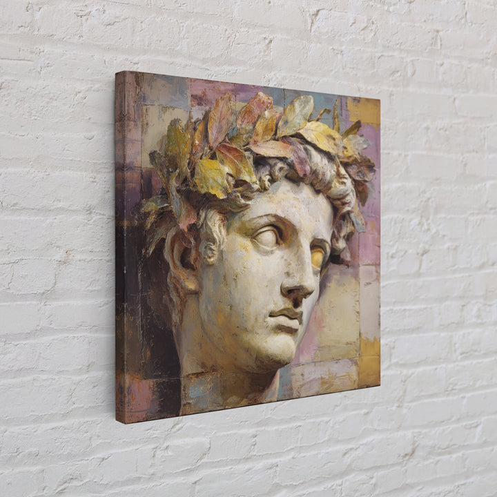 Roman Statue Bust Framed Canvas Print, Mediterranean Art, Coastal Decor, Living Room Decor, Fine Art, Azure, Wall Decor, MAR-1x1-70
