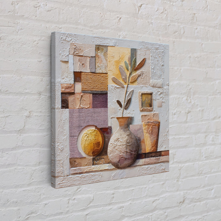 Warm Terra Cotta Abstract Landscape Canvas Print, Mediterranean Art, Living Room Art, Living Room Decor, Oil Painting, Azure, MAR-1x1-86