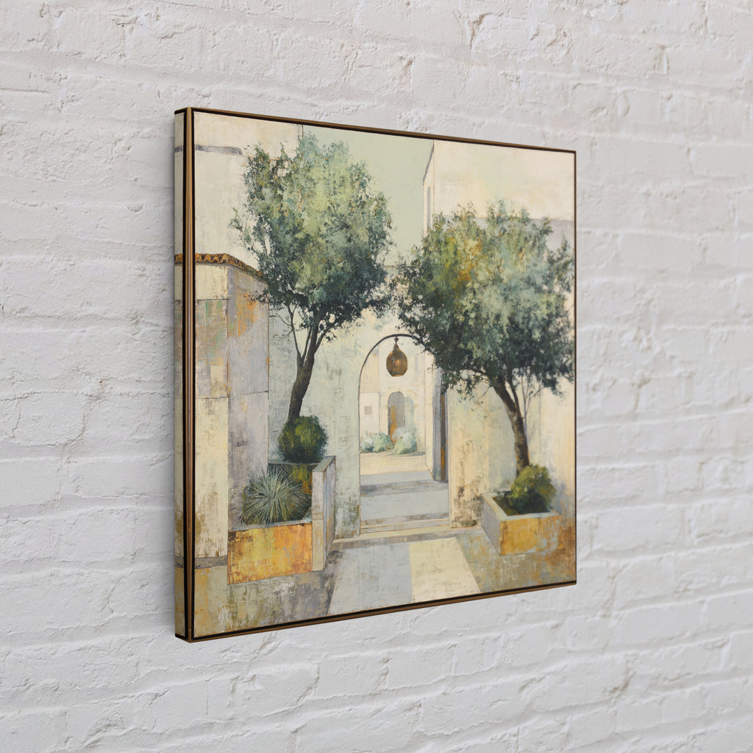 Olive Grove under Pale Morning Light Canvas Print, Mediterranean Art, Gallery Decor, Living Room Decor, Fine Art, Azure, MAR-1x1-89