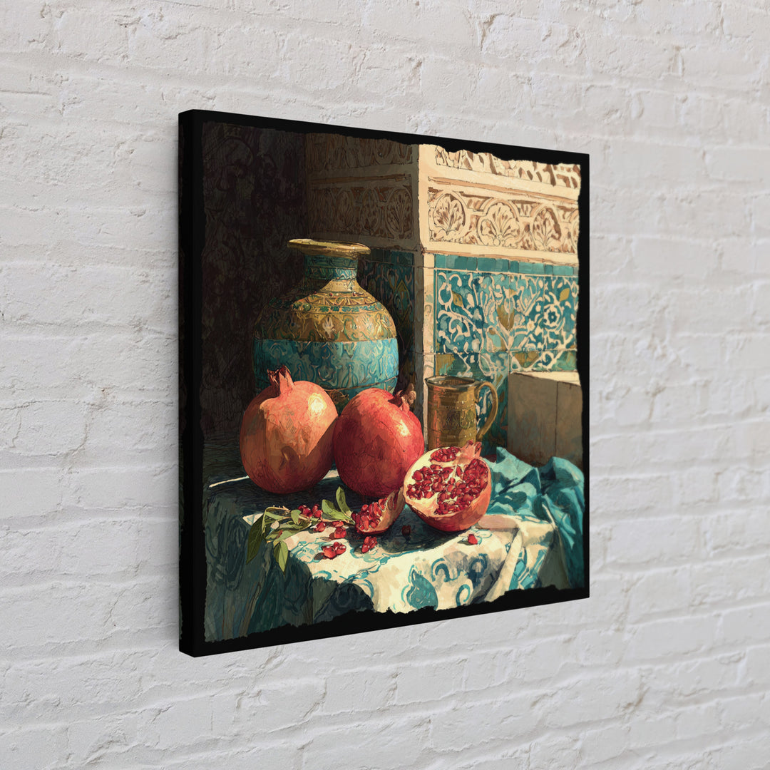 Pomegranate Still Life Canvas Print, Mediterranean Art, Fine Art Print, Living Room Decor, Fine Art, Azure, Original Painting, MAR-1x1-91