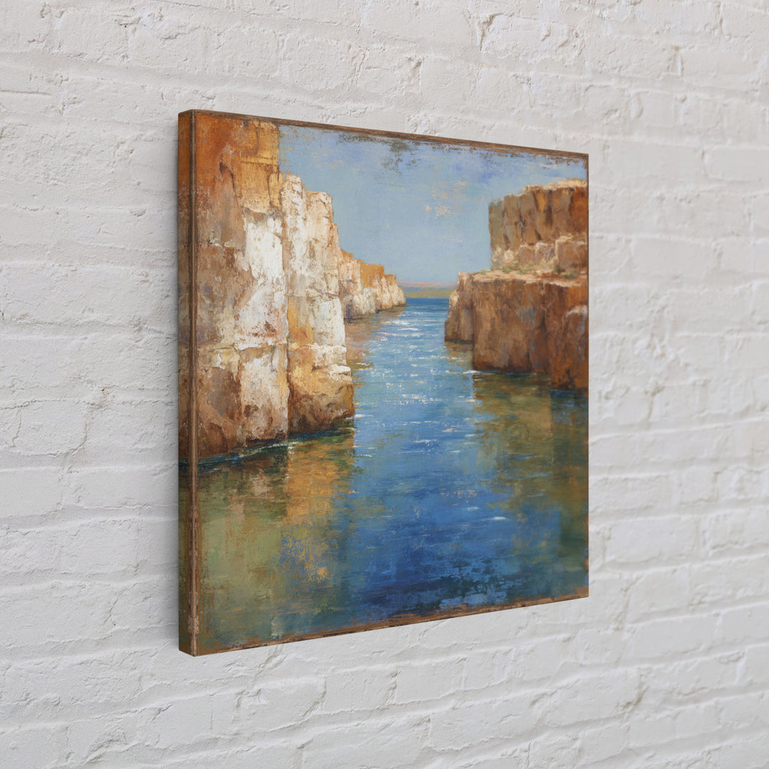 Coastal Cliffs with Sparkling Blue Water Canvas Print, Mediterranean Art, Coastal Wall Decor, Living Room Decor, Azure, MAR-1x1-92