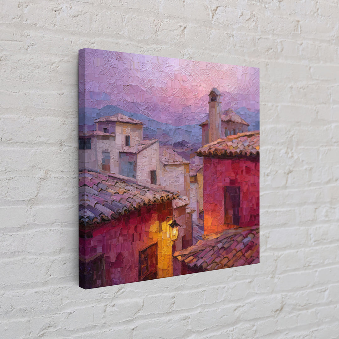 Sunset over Red Tiled Rooftops Canvas Print, Mediterranean Art, Travel Poster, Living Room Decor, Fine Art, Azure, MAR-1x1-95