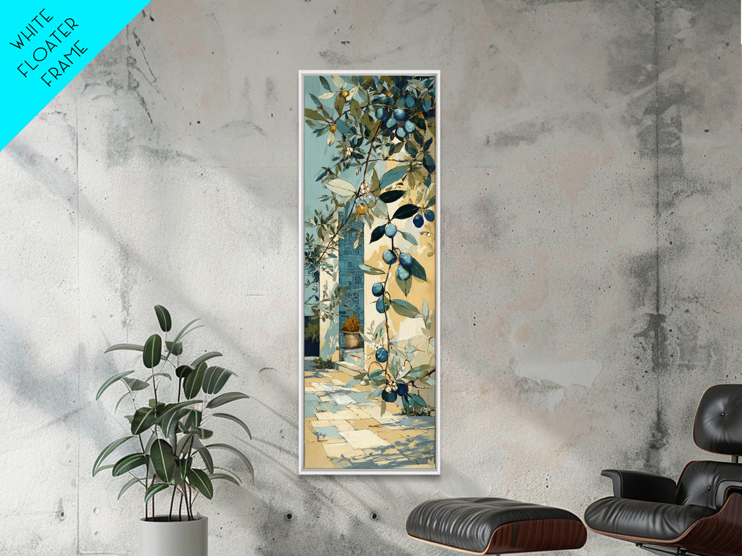 Olive Grove under Pale Morning Light Framed Canvas Print, Mediterranean Art, Downloadable Art, Living Room Decor, Azure, MAR-1x3-29