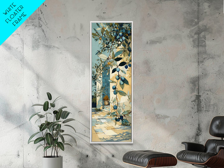 Olive Grove under Pale Morning Light Framed Canvas Print, Mediterranean Art, Downloadable Art, Living Room Decor, Azure, MAR-1x3-29