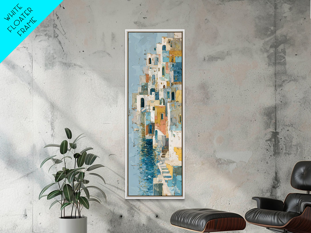 Coastal Cliffs with Sparkling Blue Water Canvas Print, Mediterranean Art, Neutral Decor, Living Room Decor, Fine Art, Azure, MAR-1x3-32