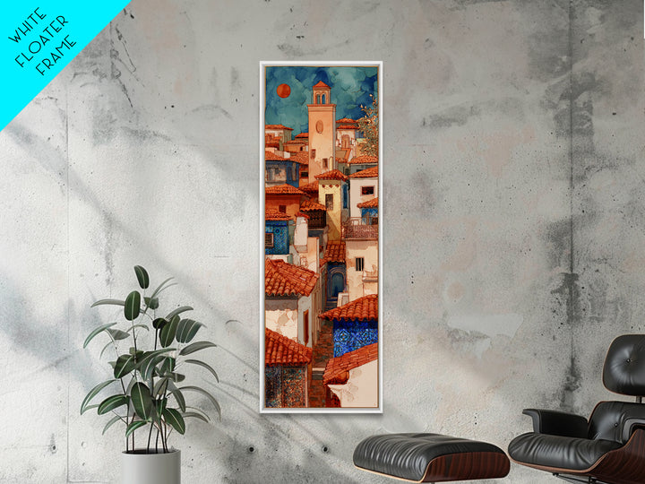 Sunset over Red Tiled Rooftops Canvas Print, Mediterranean Art, Fine Art Print, Living Room Decor, Fine Art, Azure, MAR-1x3-35