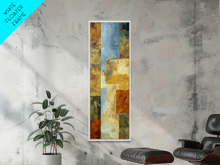 Warm Terra Cotta Abstract Landscape Framed Canvas Print, Mediterranean Art, Gallery Wall Art, Living Room Decor, Azure, MAR-1x3-50