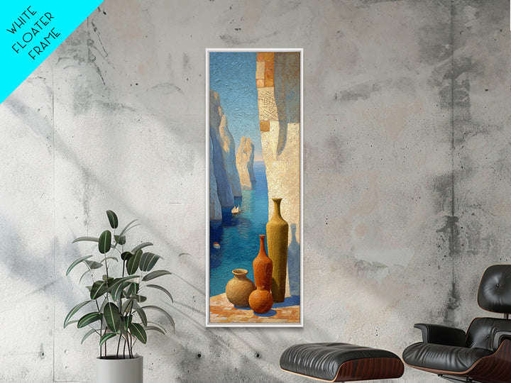 Coastal Cliffs with Sparkling Blue Water Canvas Print, Mediterranean Art, Contemporary Art, Living Room Decor, Fine Art, Azure, MAR-1x3-56