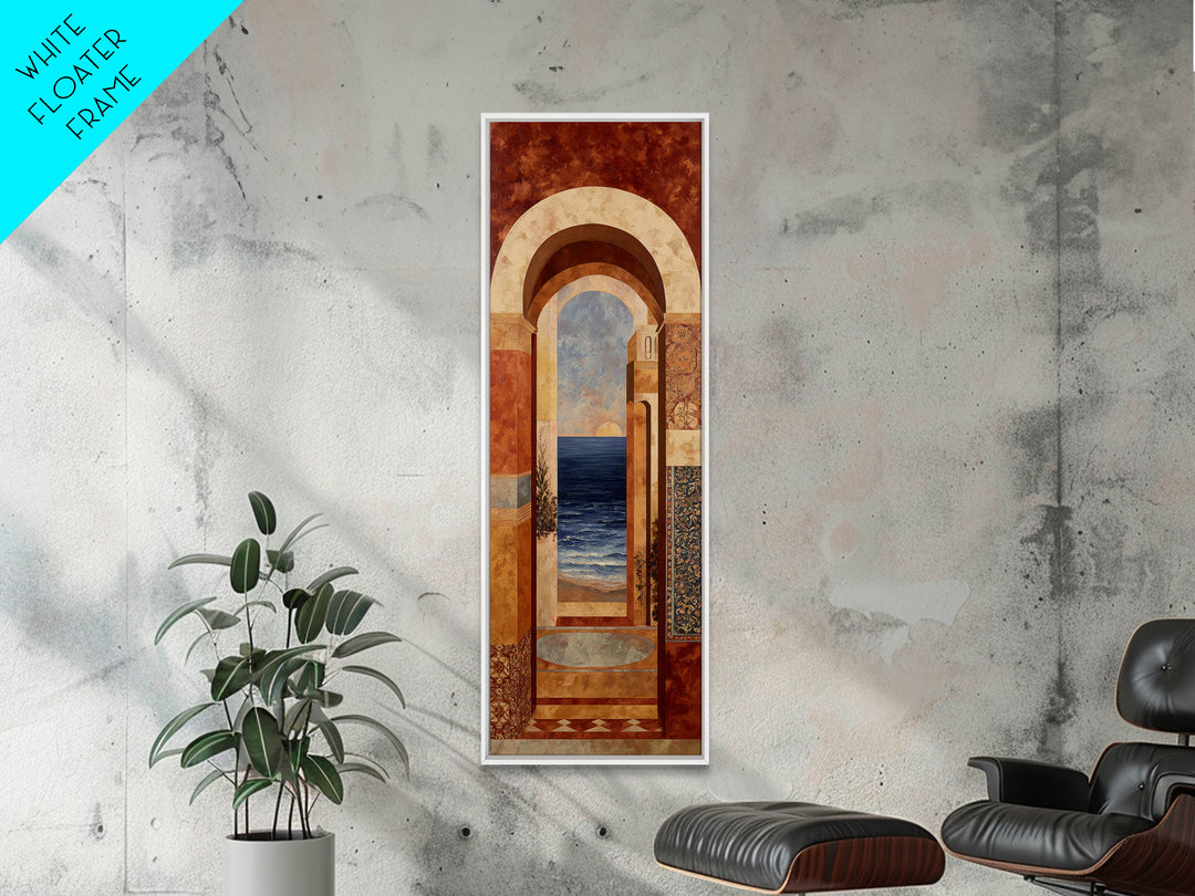 Mediterranean Arch Framing Ocean Horizon Canvas Print, Mediterranean Art, Printable Art, Living Room Decor, Fine Art, Azure, MAR-1x3-63