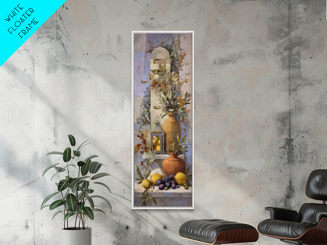 Figs Olives and Cheese Still Life Canvas Print, Mediterranean Art, Original Painting, Living Room Decor, Fine Art, Azure, MAR-1x3-68