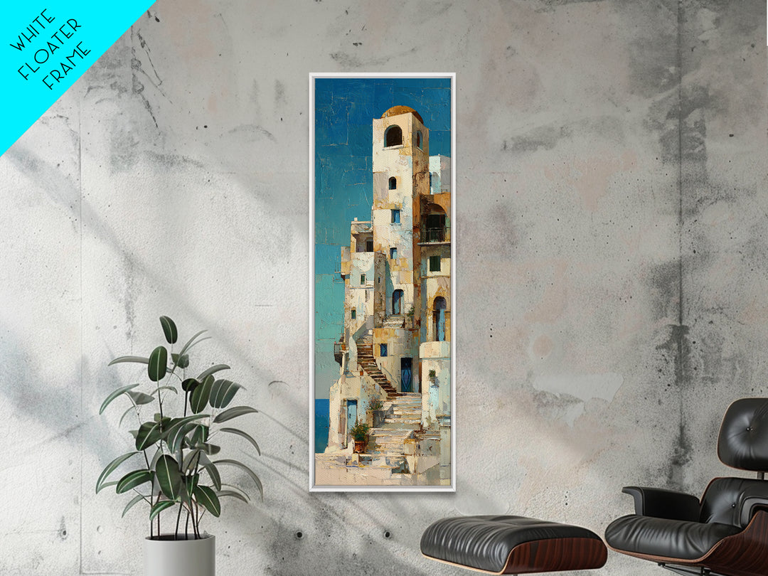 Greek Island White Buildings Above Blue Sea Canvas Print, Mediterranean Art, Art Print, Living Room Decor, Fine Art, Azure, MAR-1x3-85